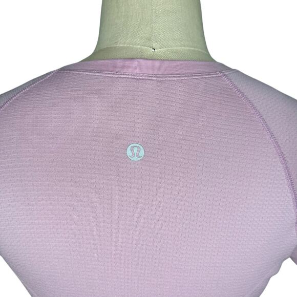 LULULEMON Mauve Pink Cropped Short Sleeve Switfly Tech Tee Women's Size 8 Crop - Picture 4 of 6
